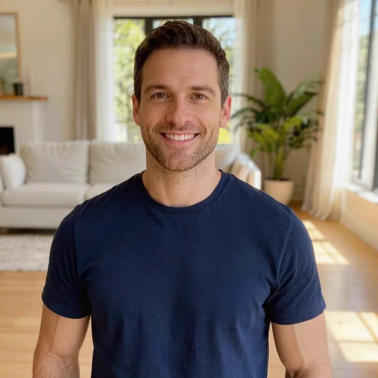 Casual photo of a man at home before making a consistent team headshot