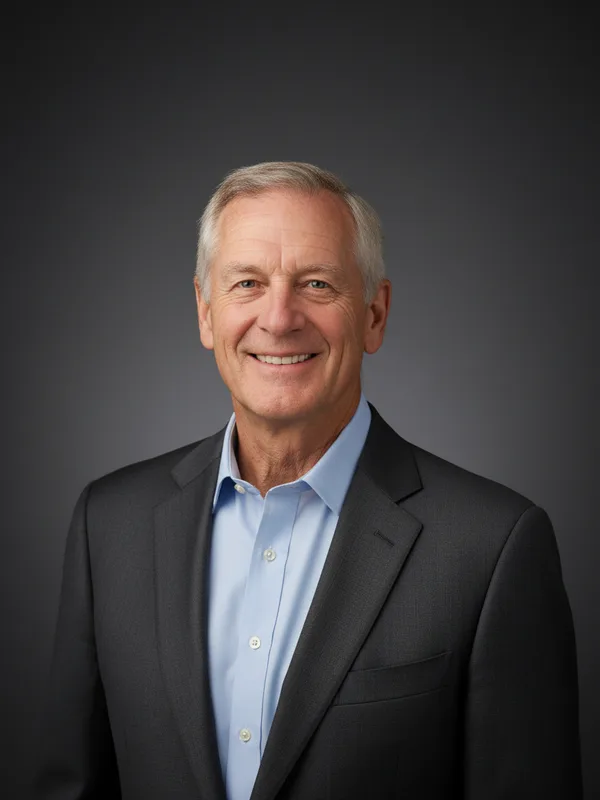 The same man as a realtor headshot with a gradient background